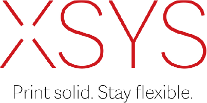 XSYS logo with the slogan Print solid. Stay flexible.